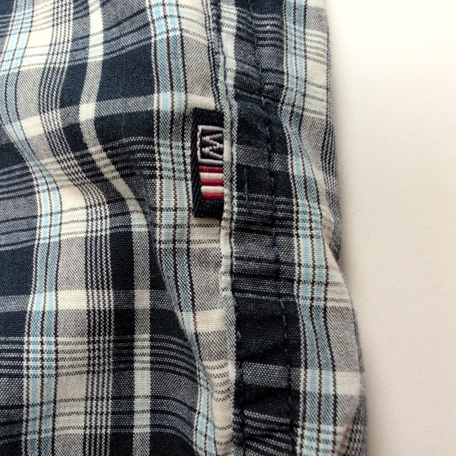 Chemise Wrangler modèle Cool River carreaux bleu marine et blanc 3XL