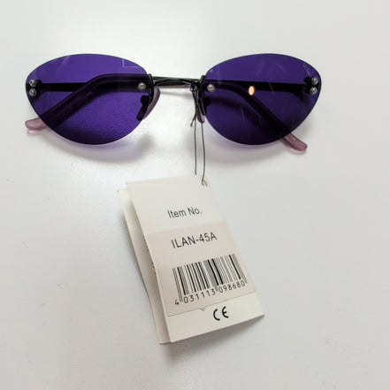 Lunettes de soleil Y2K Sans Monture Verres Ovales Violet et Métal Noir Mat