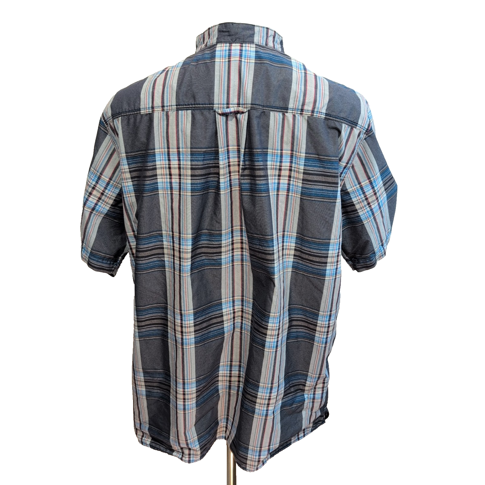 Chemise The North Face XL Bleu Gris Carreaux Nylon Col Officier Manches courtes