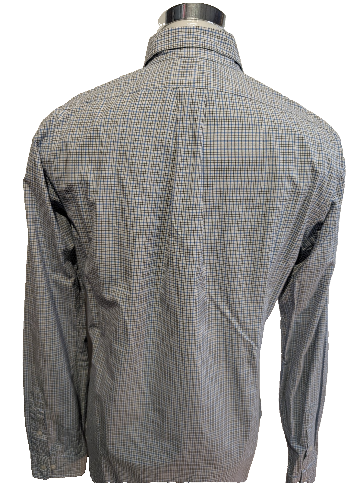 Chemise Polo Ralph Lauren Shirt M Custom Fit Micro-Carreaux Bleu Noir Button Dow