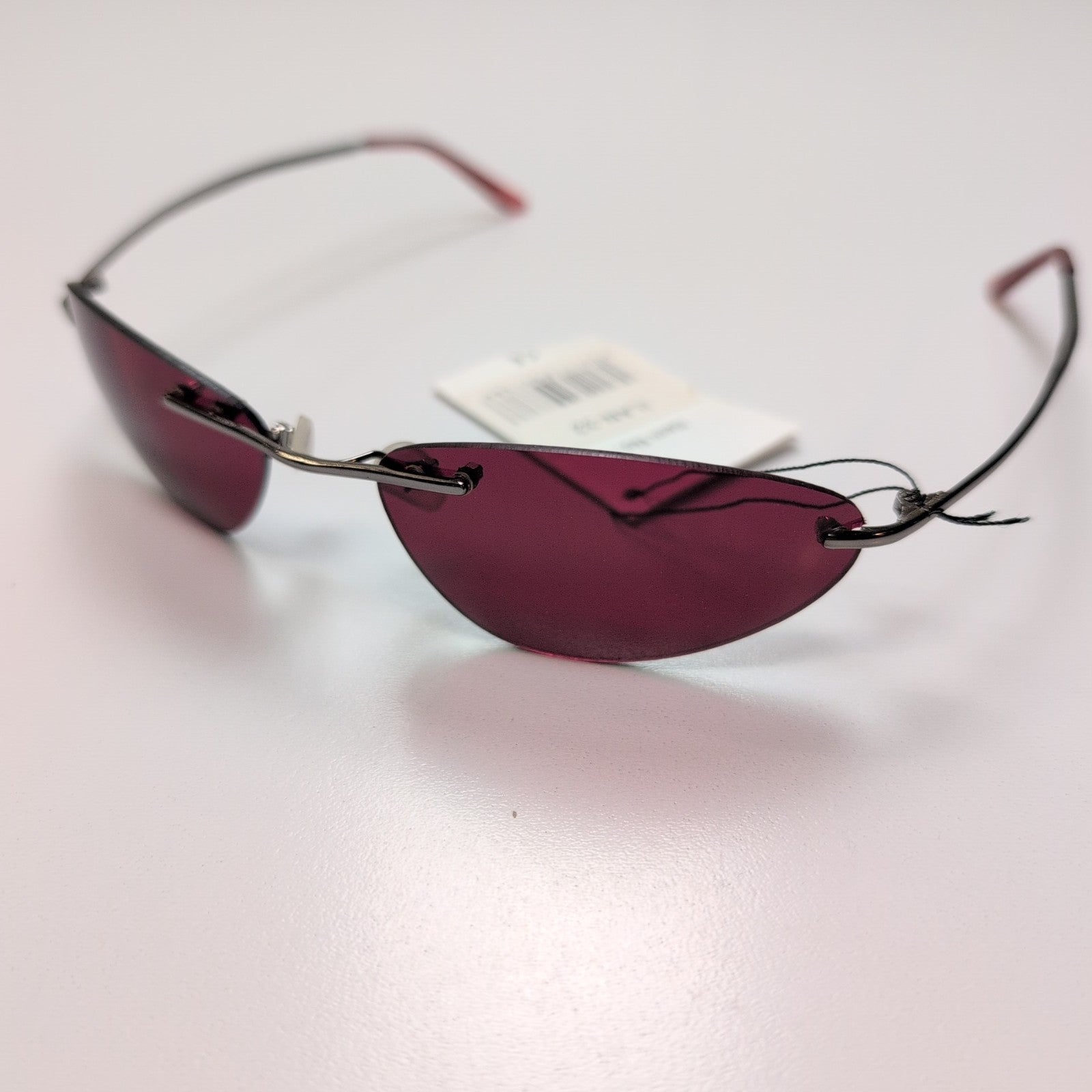 Lunettes de soleil Y2K Branche fine Sans Monture Ovale Bordeaux Gris