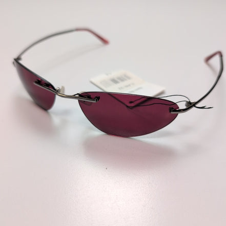 Lunettes de soleil Y2K Branche fine Sans Monture Ovale Bordeaux Gris