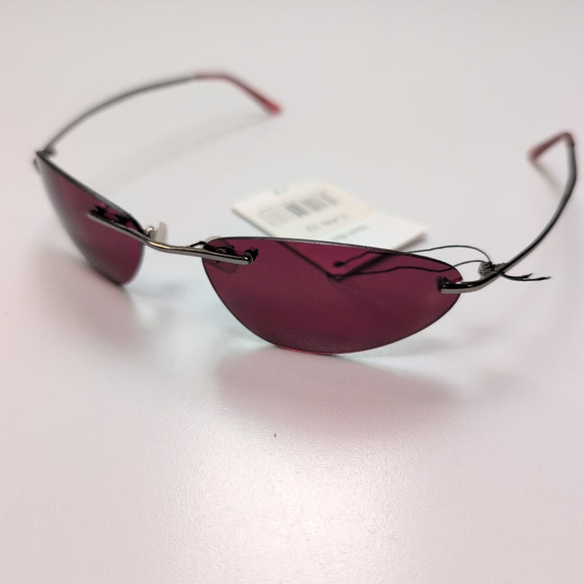 Lunettes de soleil Y2K Branche fine Sans Monture Ovale Bordeaux Gris