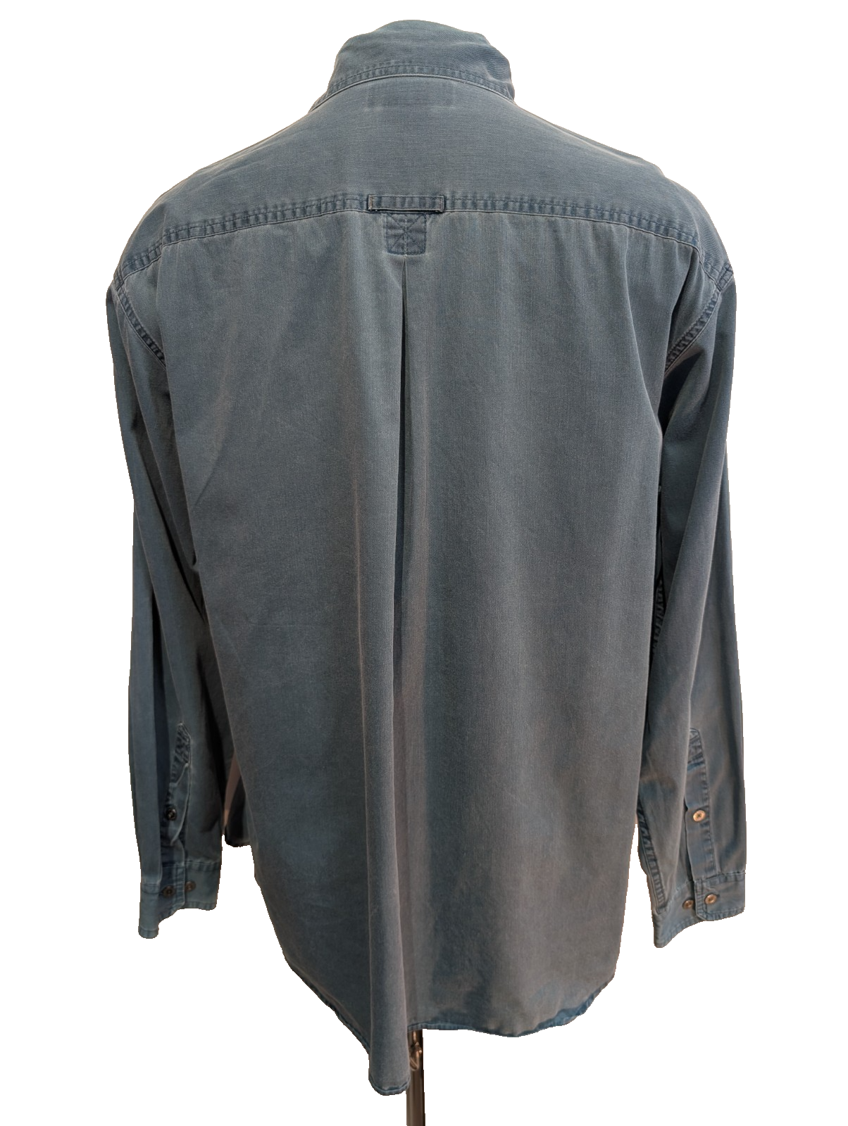 CHEMISE COLUMBIA Coton Patiné Bleu L Homme 2 Poches Casual Boutons Métal