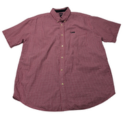Chemise CHAPS rouge bordeaux à carreaux manches courtes taille XL 1 poche homme