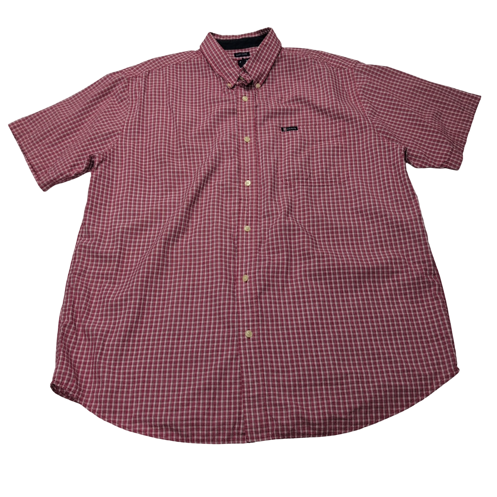 Chemise CHAPS rouge bordeaux à carreaux manches courtes taille XL 1 poche homme