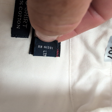 Chemise Ralph Lauren Big Shirt L 2XL Blanc Manches Longues Logo Coton