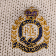 Pull Lauren Ralph Lauren femme M blanc cassé col V écusson brodé coton
