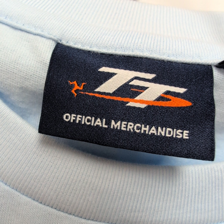T-shirt TT Isle of Man Tourist Trophy 2025 XL Bleu Ciel Neuf 100% Coton