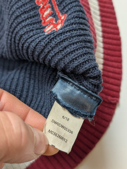 Pull Tommy Hilfiger Vintage Bleu Marine Col V Maille Côtelée - Taille XL