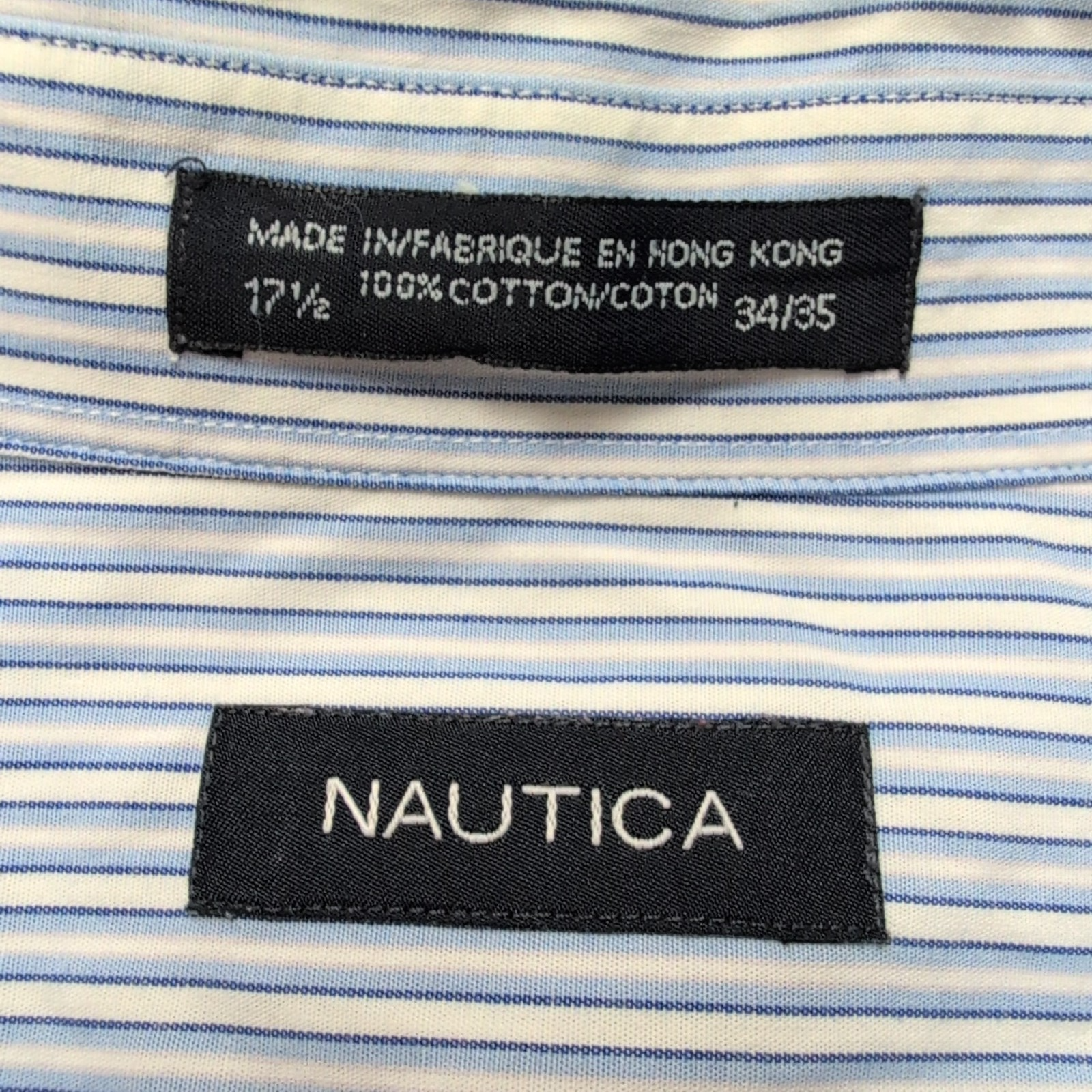 Chemise Nautica Taille XL/XXL Rayures Bleues Poignets Mousquetaires Coton