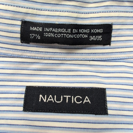 Chemise Nautica Taille XL/XXL Rayures Bleues Poignets Mousquetaires Coton