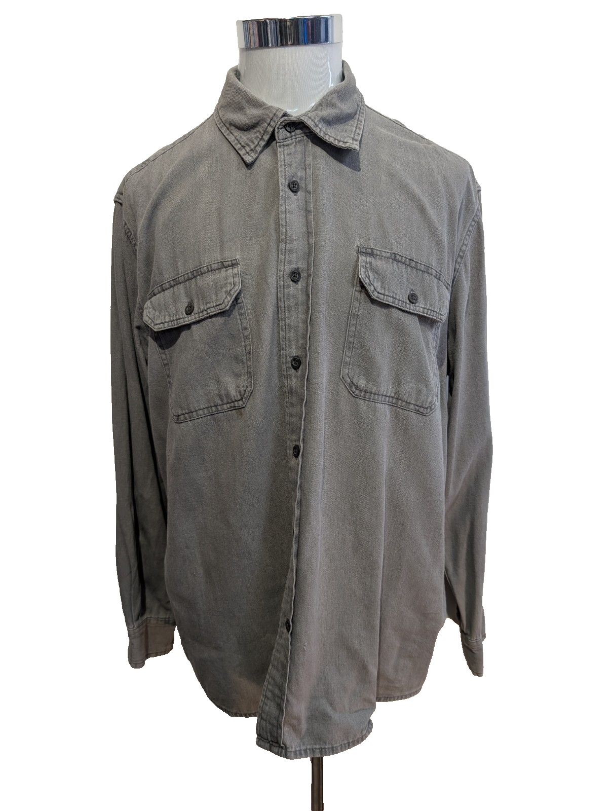 CHEMISE WRANGLER VINTAGE XL Grise Coton POCHE STYLO Workwear Ample homme