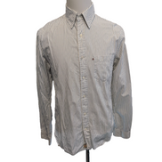 Chemise Ralph Lauren M Slim Fit Blanc Rayures Bleu Logo Drapeau USA Vintage