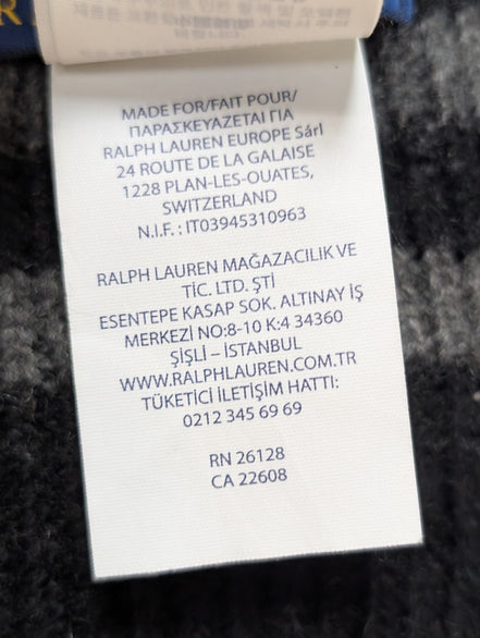 Écharpe Polo Ralph Lauren Noire Côtelée Laine d'Agneau Logo Rouge Foncé