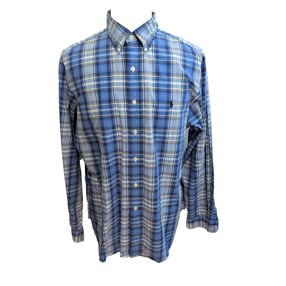 Chemise Ralph Lauren Classic Fit XL Bleu Carreaux Manches Longues
