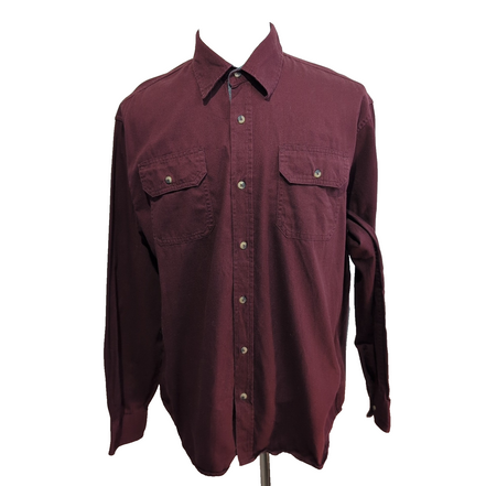 Chemise Wrangler Manches Longues Bordeaux 100% Coton avec Poches Taille XL