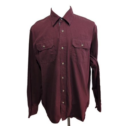 Chemise Wrangler Manches Longues Bordeaux 100% Coton avec Poches Taille XL
