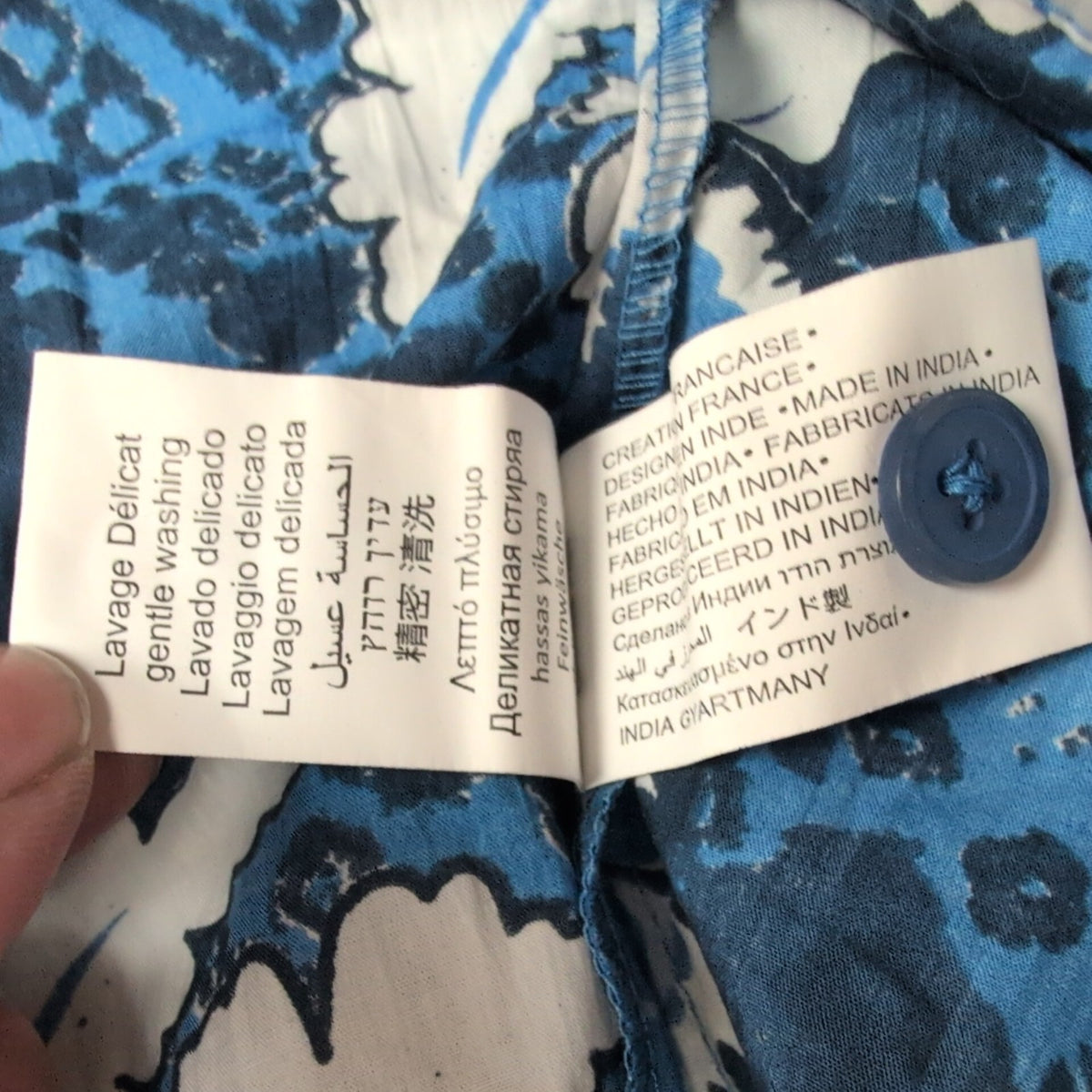 Robe Luk Ap L/XL Bleue Fleurie Coton Manches Courtes Neuve Étiquette
