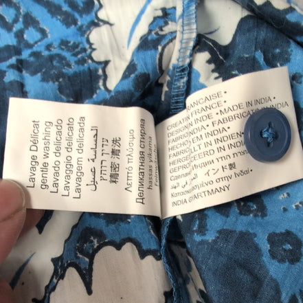 Robe Luk Ap L/XL Bleue Fleurie Coton Manches Courtes Neuve Étiquette