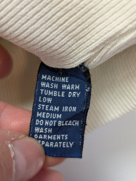 Pull Sweat Polo Ralph Lauren M blanc logo bleu brodé Made in Hong Kong