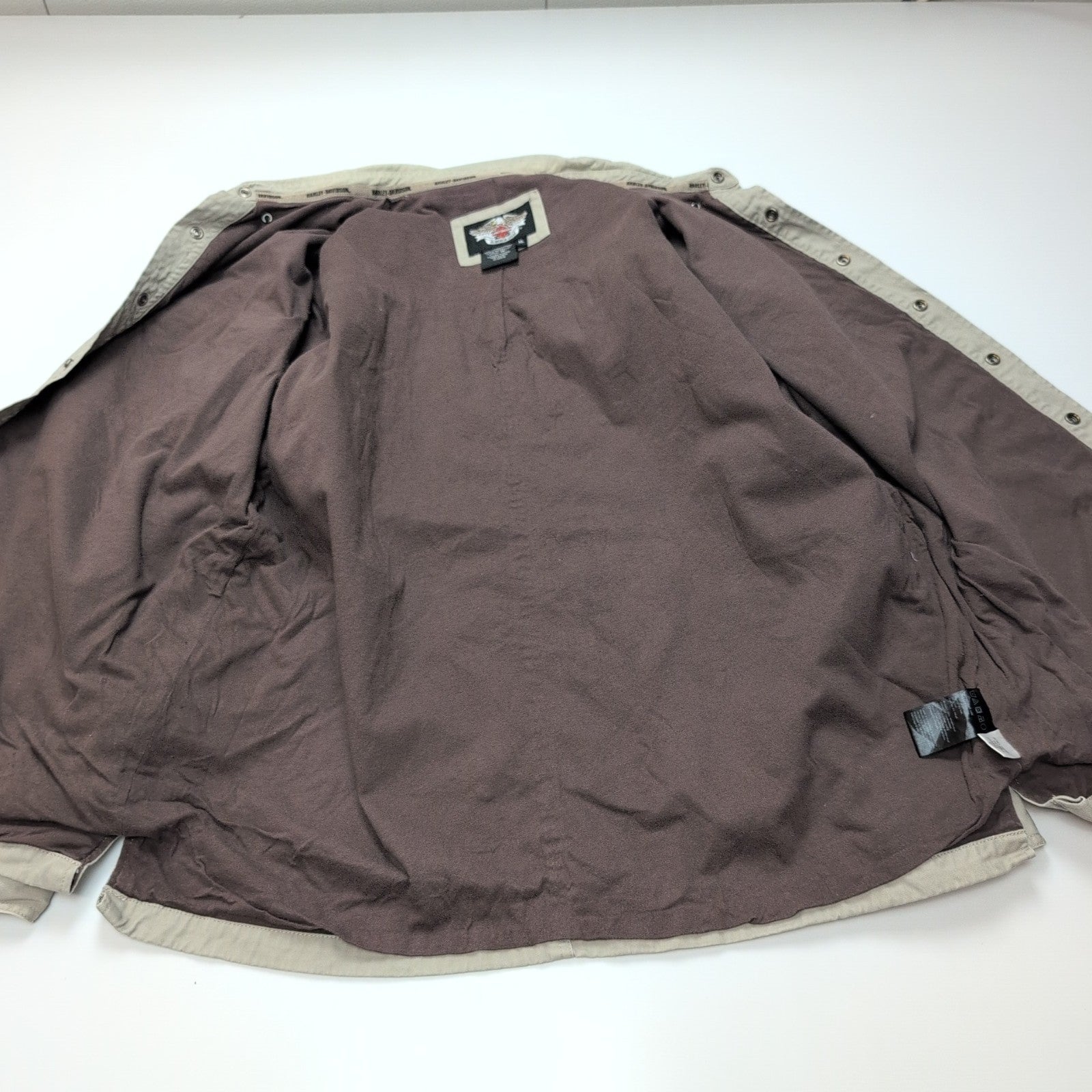 Surchemise Harley-Davidson XL Gris Doublée Coton Brodée Boutons Pression
