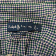 Chemise Polo Ralph Lauren Shirt L Custom Fit Carreaux Vert Bleu Button Down Logo