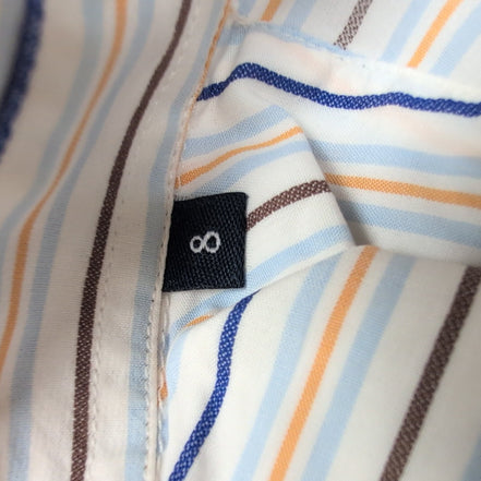 Chemise BURBERRY 100% Coton Taille 8 3XL Blanc Rayures Logo Brodé Manches courte