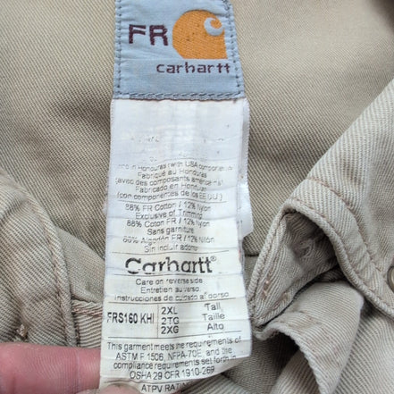 Chemise Carhartt FR 2XL Ignifugée Beige Broderie Entreprise Workwear
