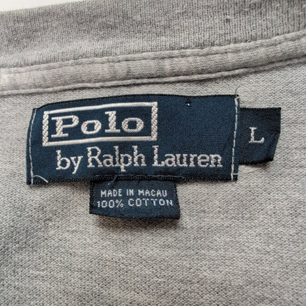 T-shirt Polo Ralph Lauren L Gris Col V Piqué Logo Rouge 100% Coton