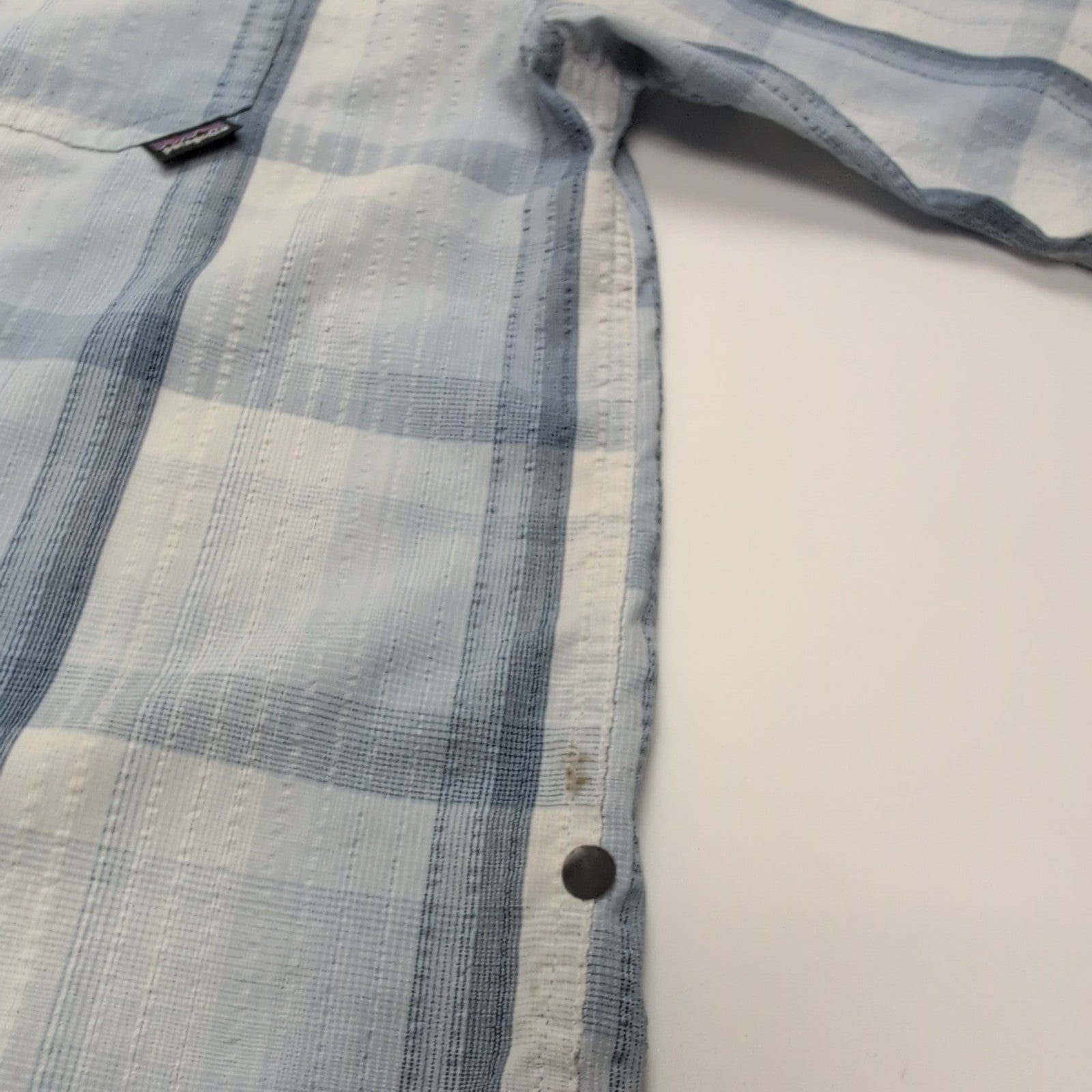 Chemise Patagonia L Bleu Carreaux Bio 65% Polyester 35% Coton Manches courtes