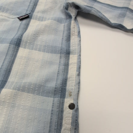 Chemise Patagonia L Bleu Carreaux Bio 65% Polyester 35% Coton Manches courtes