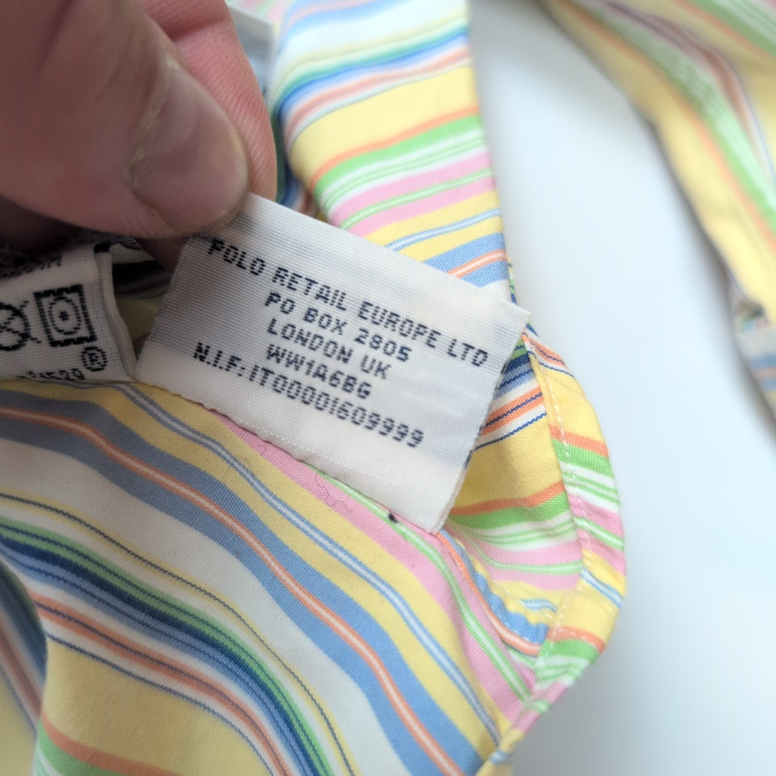 Chemise Polo Ralph Lauren Custom Fit M Rayures Multicolores Logo Bleu