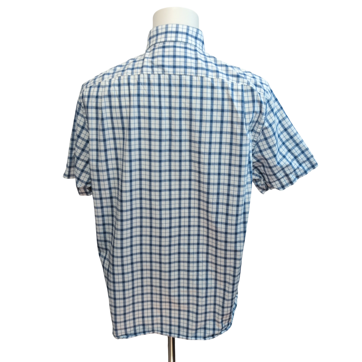 Chemise Nautica XL Bleu Carreaux 100% Coton Manches Courtes Logo Brodé