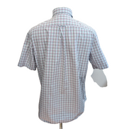 Chemise Nautica M Bleu Carreaux Rouge Noir Coton Logo Brodé Manches Courtes