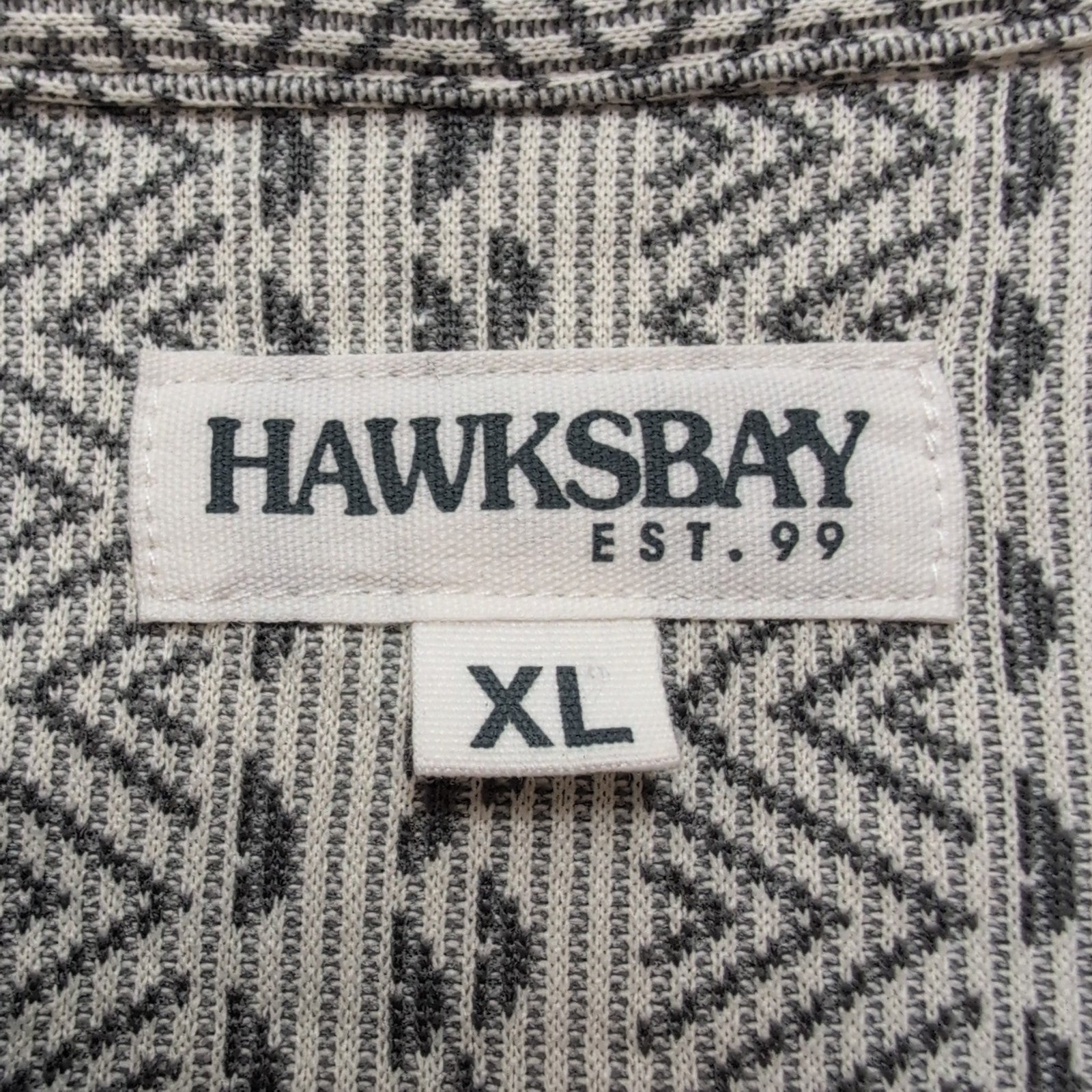 Chemise Hawaïenne Hawksbay XL Blanc Gris Rayures Manches Courtes Coton