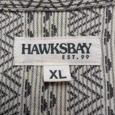 Chemise Hawaïenne Hawksbay XL Blanc Gris Rayures Manches Courtes Coton