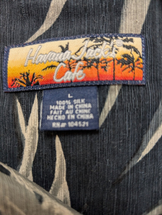 Chemise Hawaïenne Havana Jack's Café 100% Soie - Vert Foncé - Taille L
