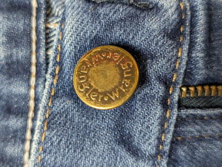 Jean Wrangler Homme Vintage Bleu W42 L29 Denim Pantalon Look Usé Distressed