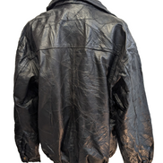 Vintage Leather Bomber Jacket Patchwork Black XL Napoline Coat Veste |48c