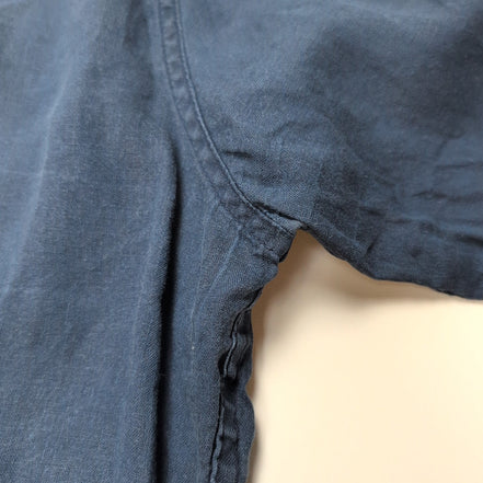 Chemise TOMMY HILFIGER 100% Lin Bleue Marine avec Poches Manches Longues - T.M
