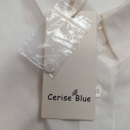 Chemise Cerise Blue femme S/M blanche 100% coton poche strass dorés neuve