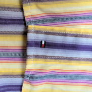 Chemise Tommy Hilfiger Homme Taille M 80s Two Ply Rayée Violet Jaune Coton