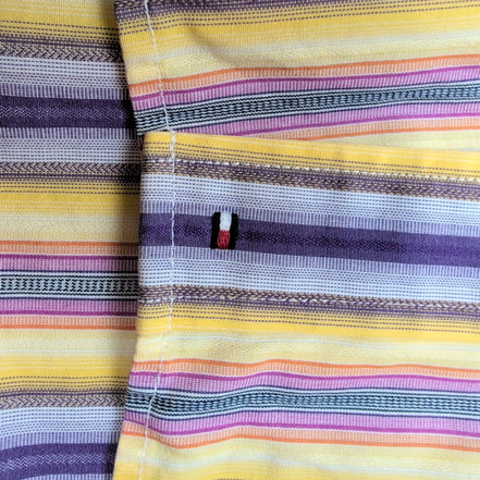 Chemise Tommy Hilfiger Homme Taille M 80s Two Ply Rayée Violet Jaune Coton