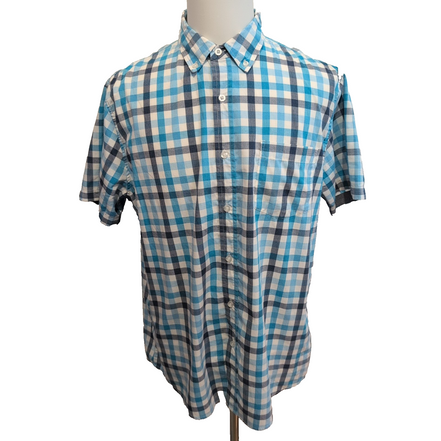 Chemise Lee stretch bleu ciel à petits carreaux manches courtes taille L