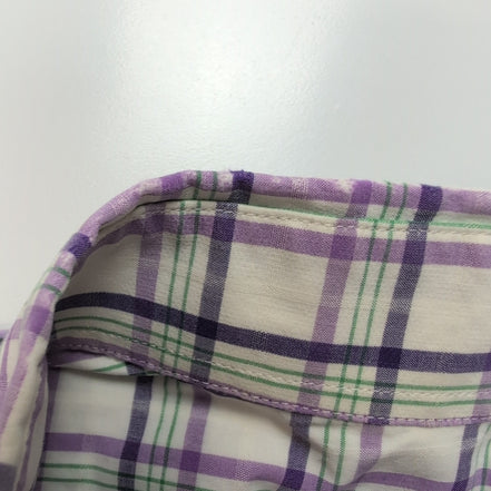 Chemise BURBERRY Violet Carreaux Taille L 100% Coton Logo Brodé manches courtes