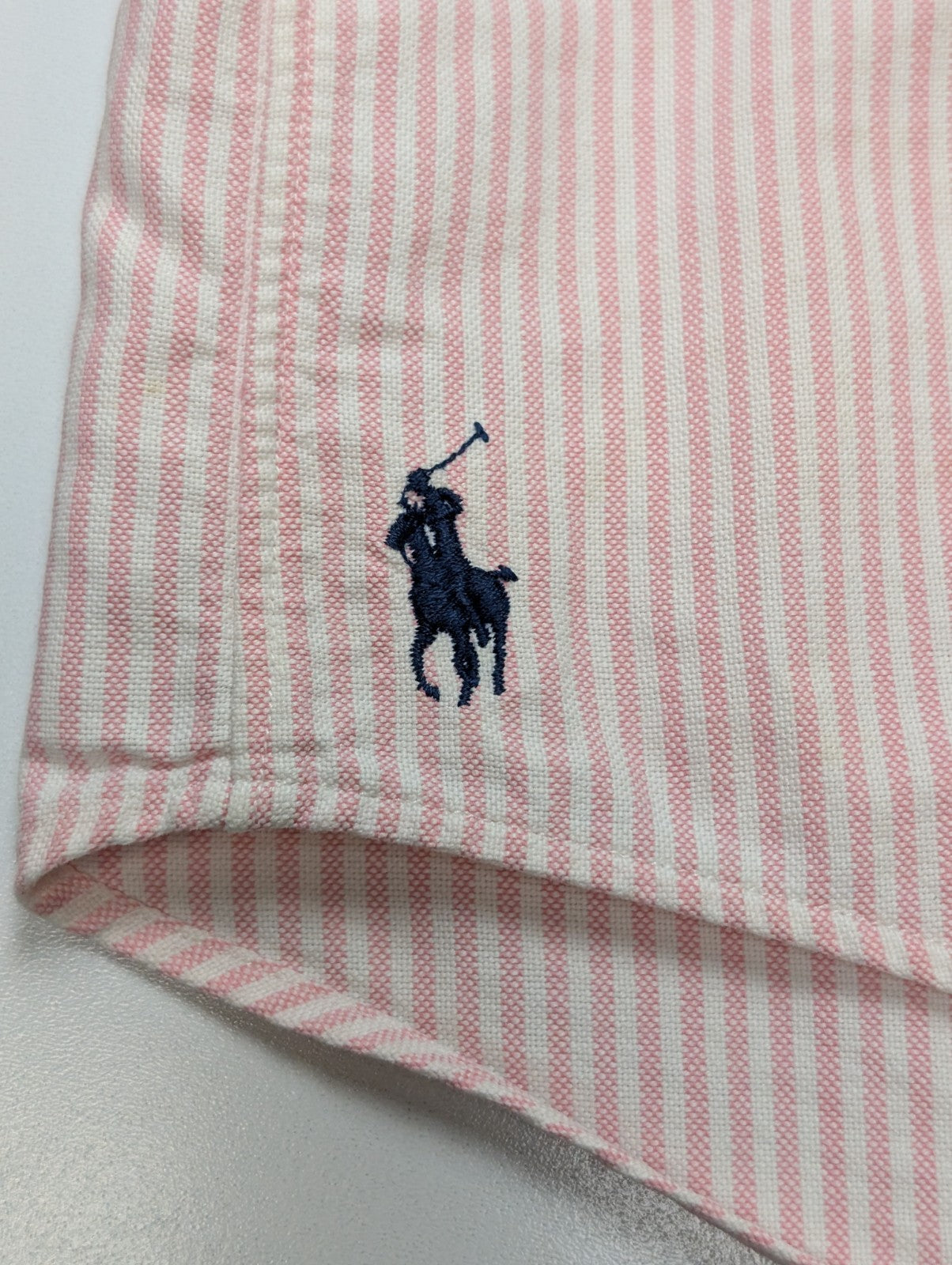 Chemise Polo Ralph Lauren Shirt XL XXL The Big Oxford Rose Rayée Logo Col Classi