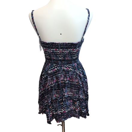 Robe d'été Femme Bretelles Réglables Viscose Motif Géométrique Bleu Rose M
