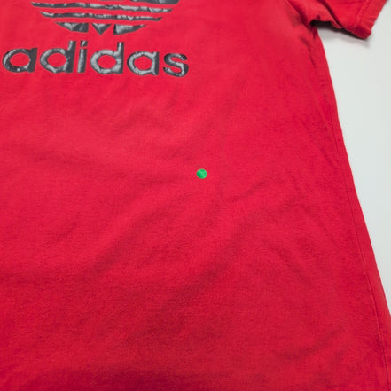 T-shirt Adidas M Rouge Grand Logo Bleu Marine 100% Coton Vintage