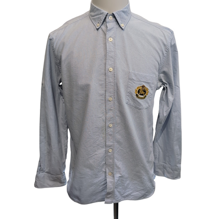 Chemise BURBERRY vintage L bleu Oxford logo écusson brodé coton